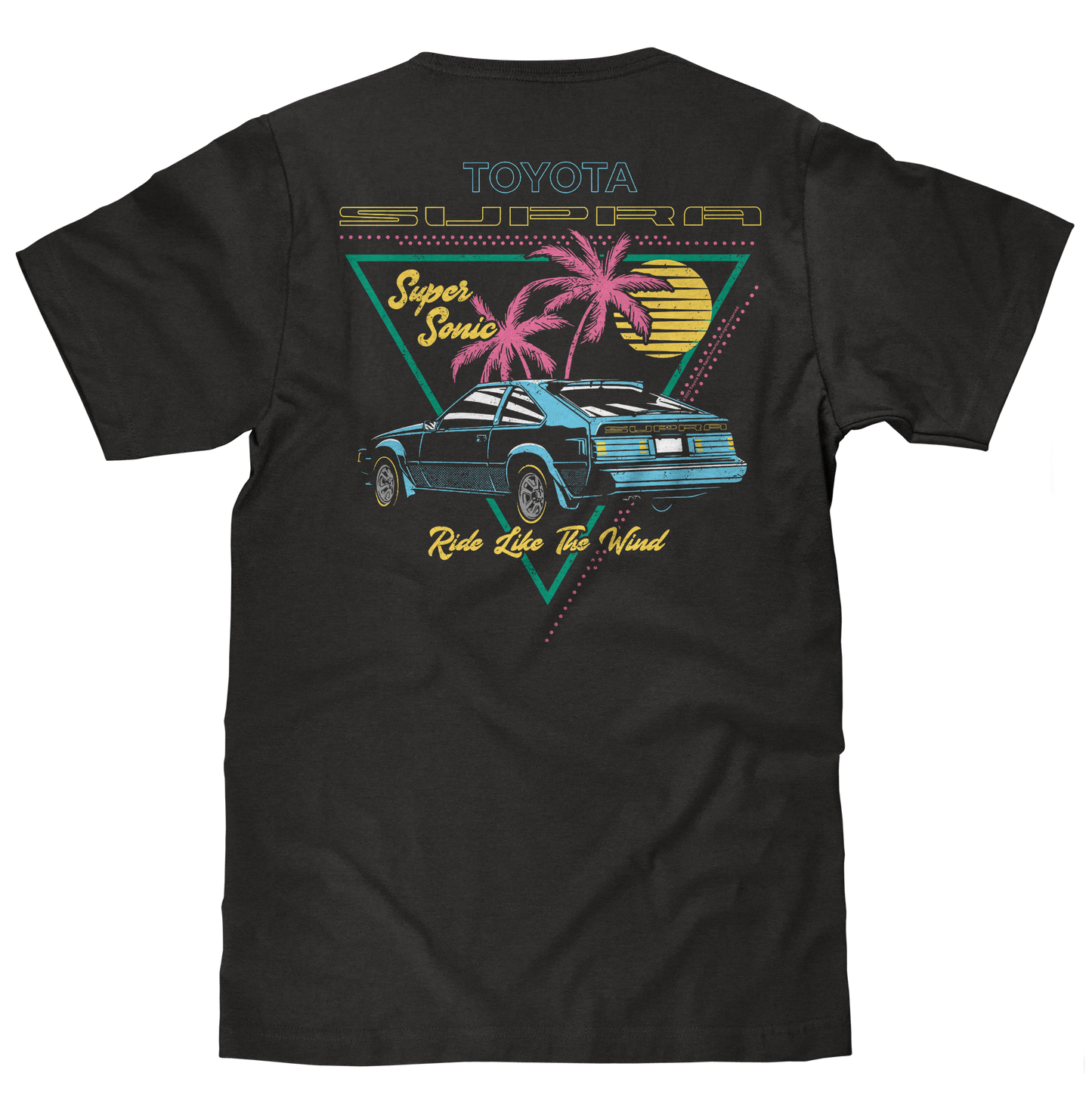 Toyota Supra Double Sided 80s Graphic Mens T Shirt Black