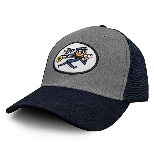 USPS Mr Zip Mesh Back Adjustable Hat Gray and Navy Blue