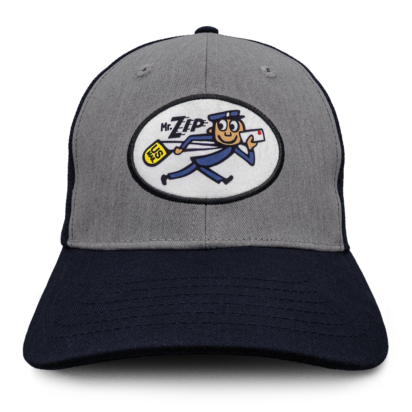 USPS Mr Zip Mesh Back Adjustable Hat Gray and Navy Blue