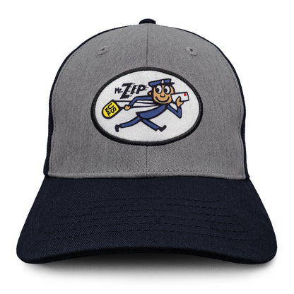 USPS Mr Zip Mesh Back Adjustable Hat Gray and Navy Blue