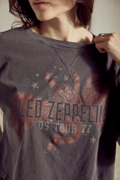 Led Zeppelin Rock & Roll 77 Tee Womens T Shirt Vintage Black