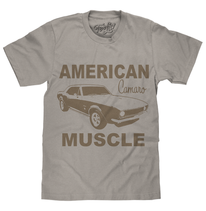 Chevrolet Camaro Faded American Muscle Graphic Mens T Shirt Light Gray