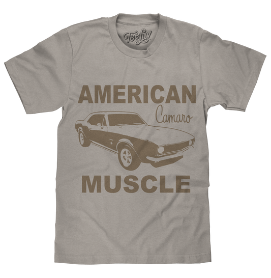 Chevrolet Camaro Faded American Muscle Graphic Mens T Shirt Light Gray