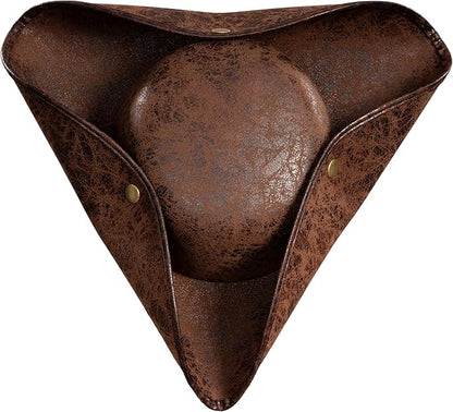 Pirate Hat Faux Leather Tricorn Colonial Renaissance Halloween Costume Cosplay Accessory