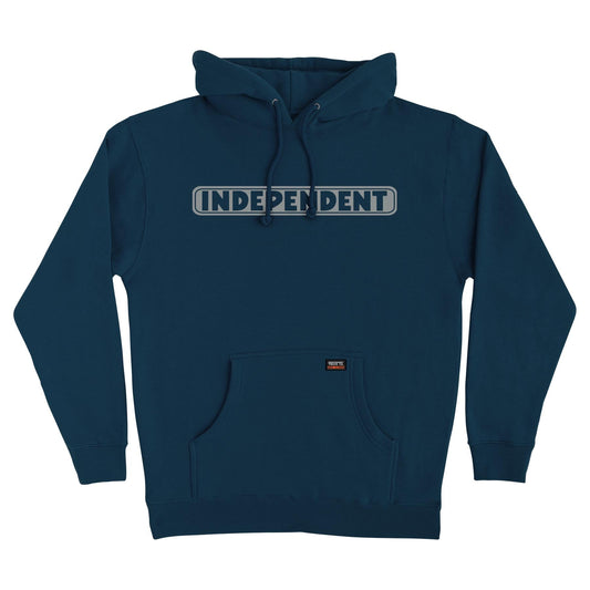 Independent Bar Logo Reflective P/O Heavyweight Navy Hooded Sweatshirt