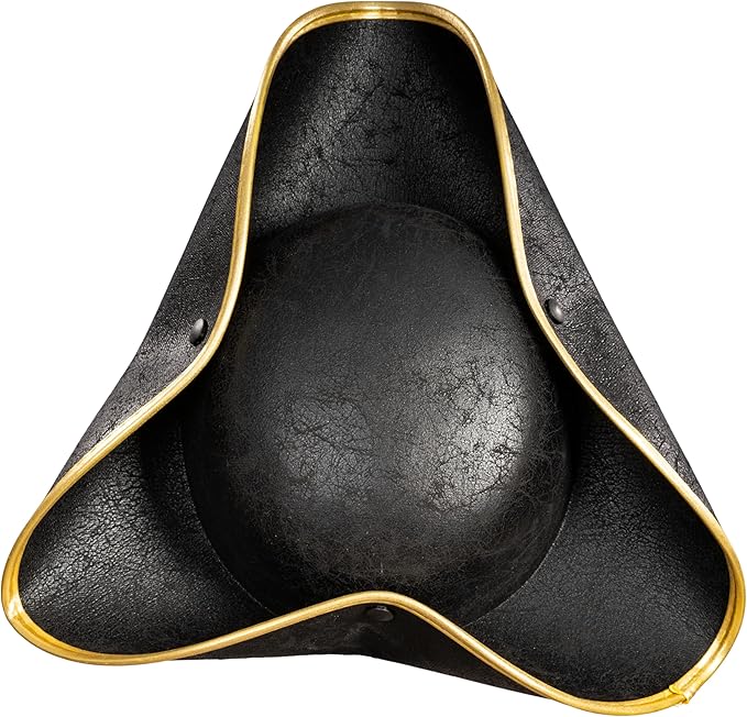 Pirate Hat Faux Leather Tricorn Colonial Renaissance Halloween Costume Cosplay Accessory