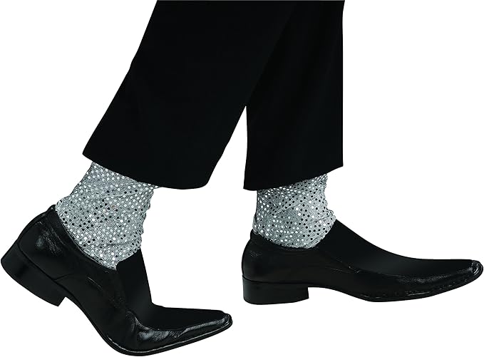 Michael Jackson Sparkle Sequined Socks Silver Adult Costume Accessory