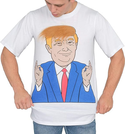 Costume Agent Former  President 3D Hair White T Shirt