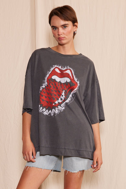 The Rolling Stones Thru and Thru Oversized Tee Womens T Shirt Vintage Black