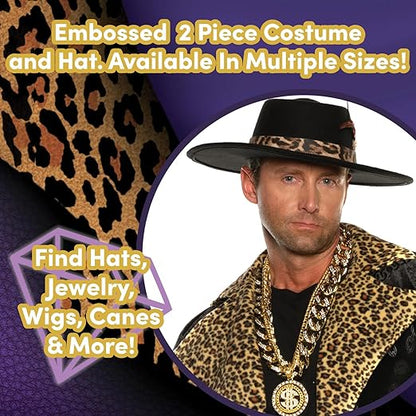 Men's 70's Black Velvet Pimp Suit High Roller Pimp Daddy Adult Costume