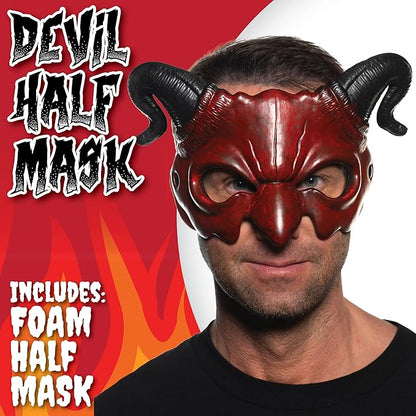 Adult Red and Black Devil Foam Masquerade Costume Mask With Horns