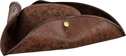 Pirate Hat Tricorn Faux Leather Colonial Renaissance Halloween Cosplay Costume Hat