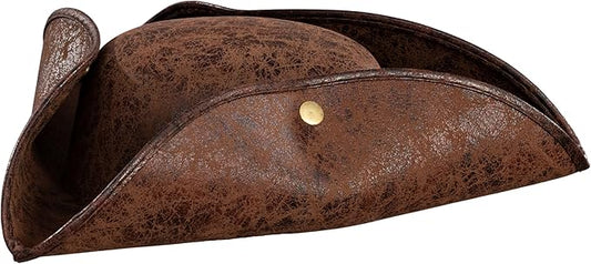 Pirate Hat Tricorn Faux Leather Colonial Renaissance Halloween Cosplay Costume Hat