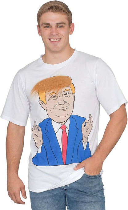 Costume Agent Former  President 3D Hair White T Shirt