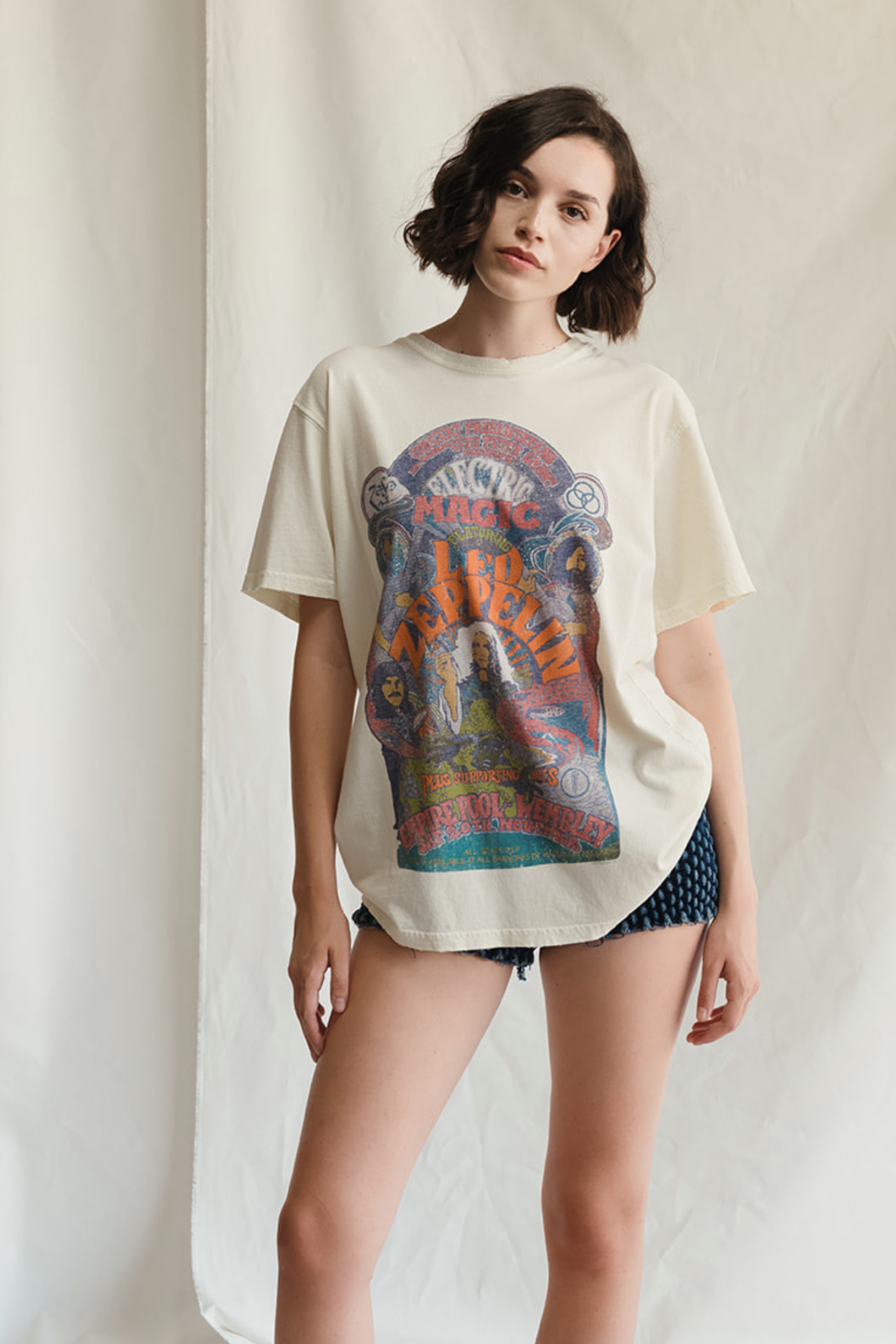 Led Zeppelin Empire Pool Tee Womens T Shirt Vintage White
