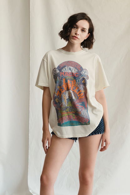 Led Zeppelin Empire Pool Tee Womens T Shirt Vintage White