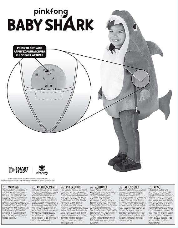 Kid's Daddy Shark Costume with Sound Chip
