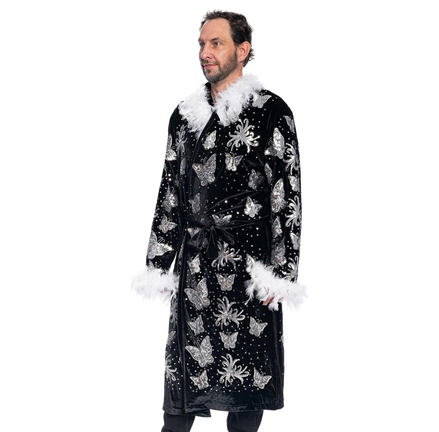 Nature Boy Flair Wrestler Deluxe Robe Halloween Costume Black