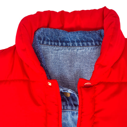 Marty McFly Denim Shirt and Red Puffy Vest Halloween Costume Cosplay