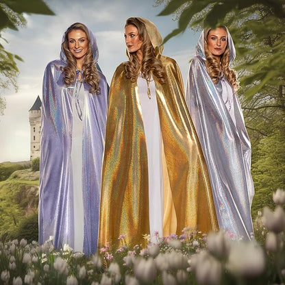 Gold Metallic Full Length Hooded Cape Wizard Gold Robe With Hood Costume