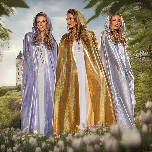 Gold Metallic Full Length Hooded Cape Wizard Gold Robe With Hood Costume