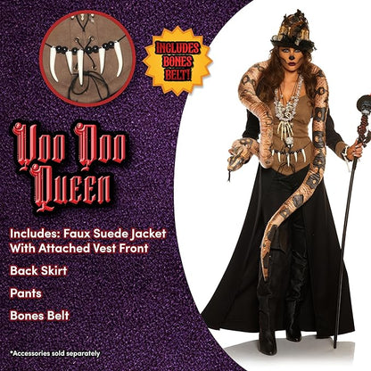 Voodoo Queen Priestess Witch Doctor Skull Priest Women's Costume