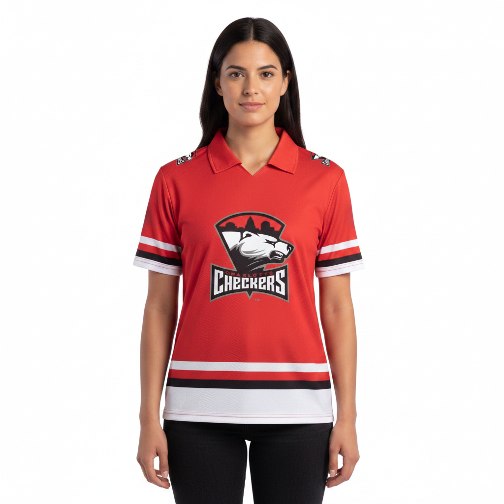 Charlotte Checkers AHL Licensed Replica Jersey Performance Polo Shirt