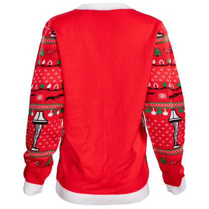 A Christmas Story Leg Lamp Button Up Cardigan Ugly Holiday Sweater