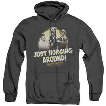 Load image into Gallery viewer, Abbott &amp; Costello Horsing Around Heather Mens Hoodie Black
