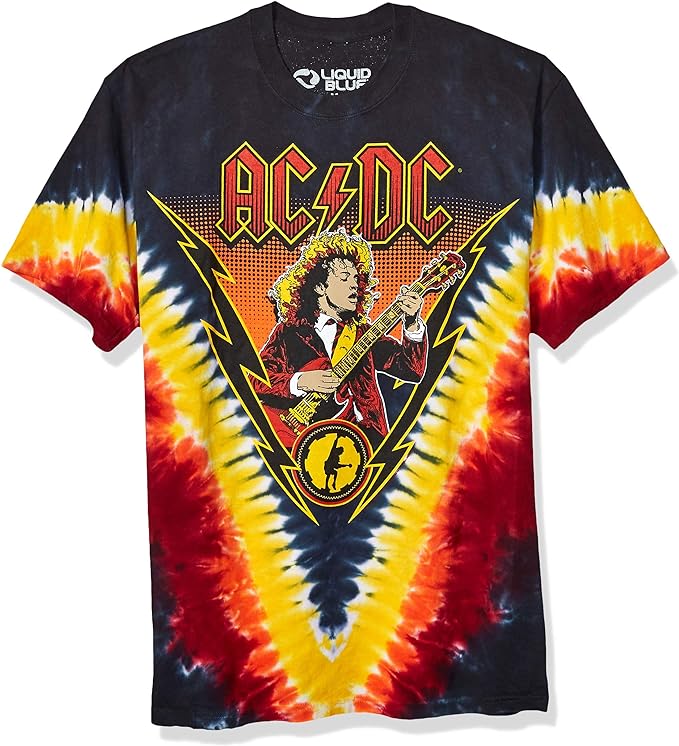 AC/DC Tie Dye Angus Liquid Blue Mens T Shirt