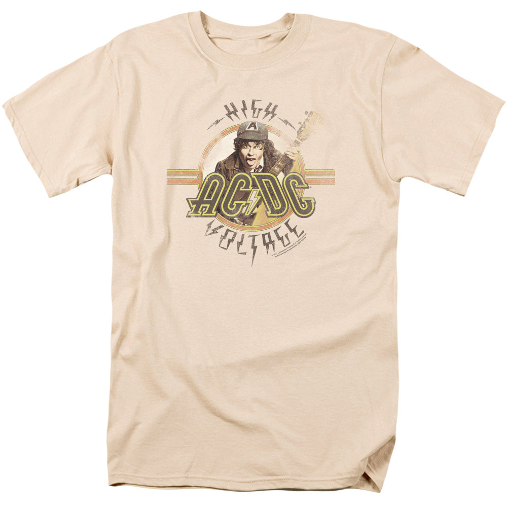 Acdc High Voltage Mens T Shirt Cream