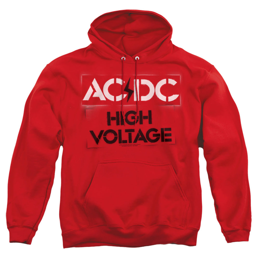 Acdc High Voltage Stencil Mens Hoodie Red