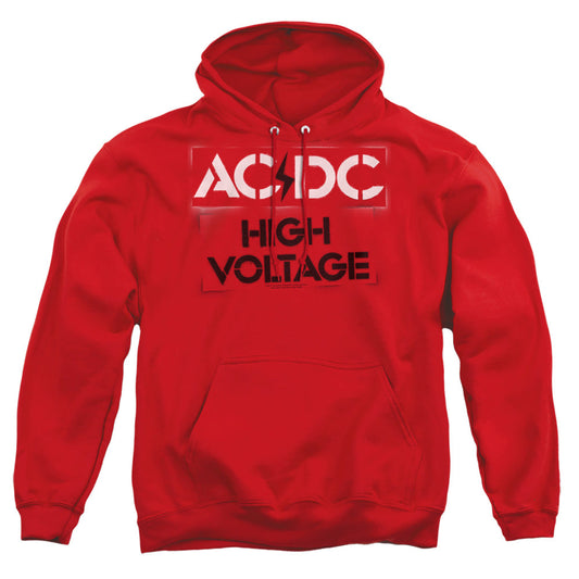 Acdc High Voltage Stencil Mens Hoodie Red
