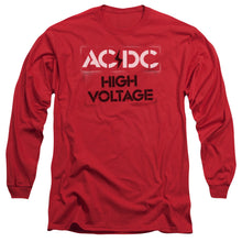 Load image into Gallery viewer, AC/DC High Voltage Stencil Mens Long Sleeve Shirt Red
