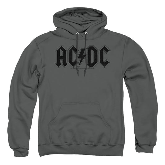 Acdc Worn Logo Mens Hoodie Charcoal