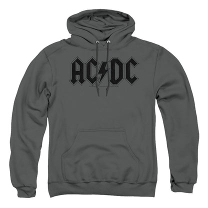Acdc Worn Logo Mens Hoodie Charcoal