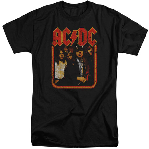 AC/DC Group Distressed Mens Tall T Shirt Black