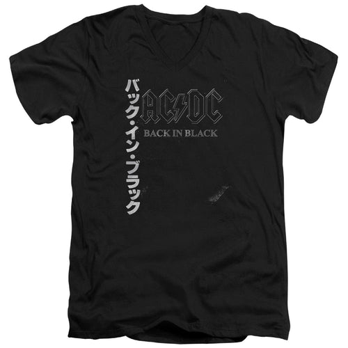 AC/DC Back In The Day Kanji Mens Slim Fit V-Neck T Shirt Black