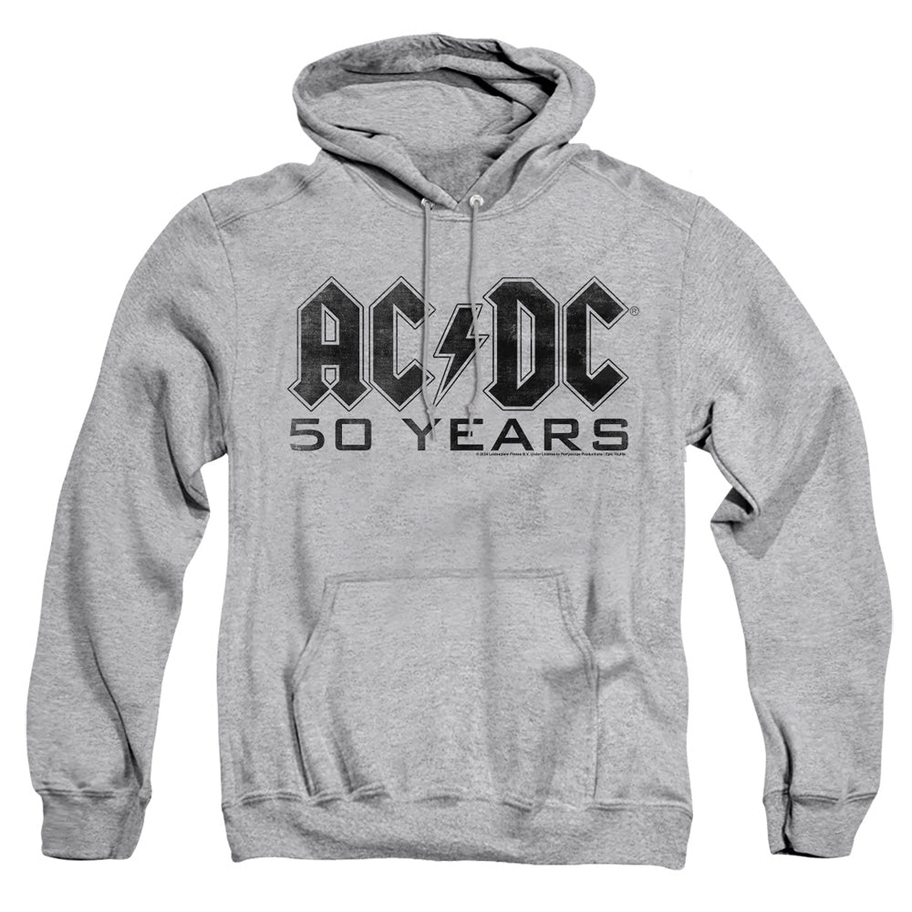 Acdc 50 Years Logo Black Mens Hoodie Athletic Heather