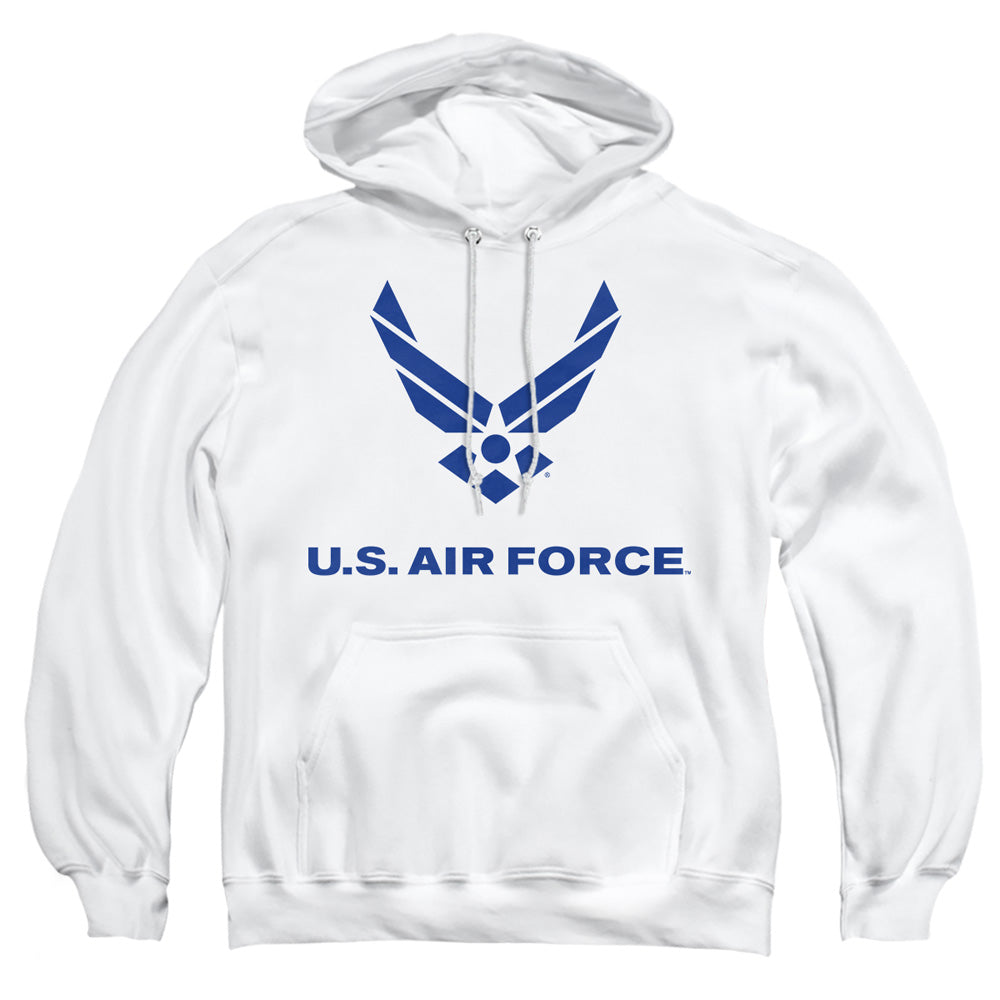 Air Force Distressed Logo Mens Hoodie White