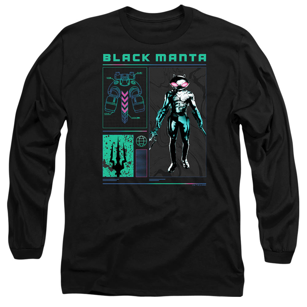Aquaman And The Lost Kingdom Black Manta Stats Mens Long Sleeve Shirt Black