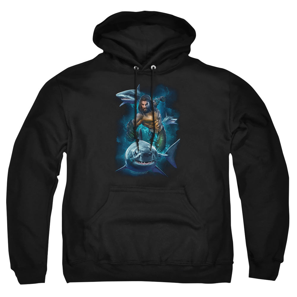 Aquaman Movie Swimming With Sharks Mens Hoodie Black