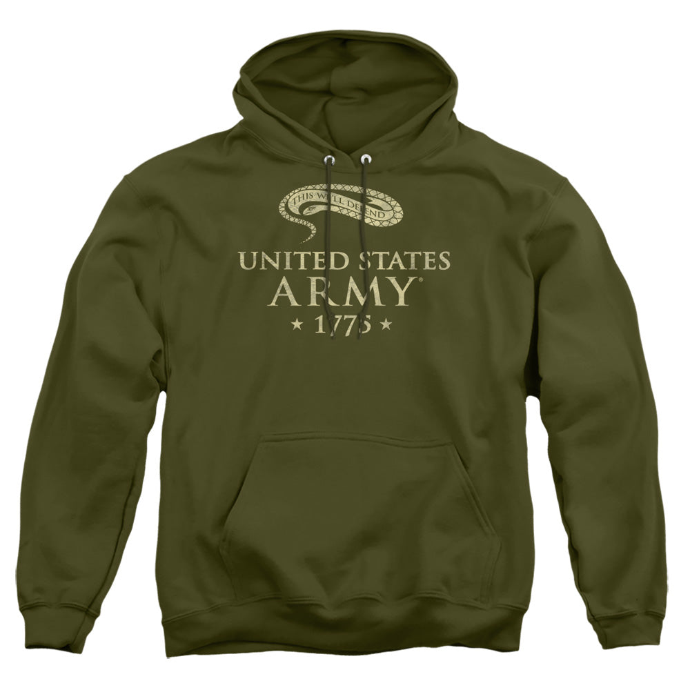 Army Well Defend Mens Hoodie Military Green