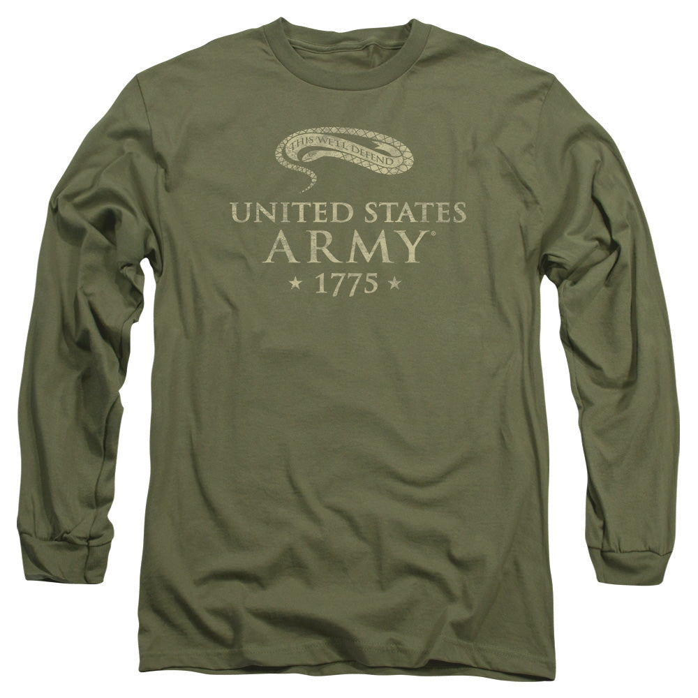 Army Well Defend Mens Long Sleeve Shirt Military Green