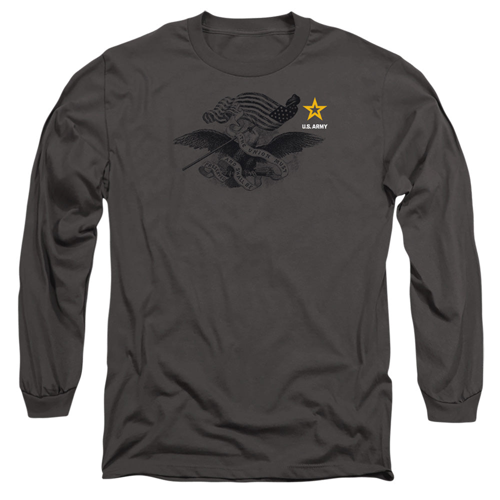 Army Left Chest Mens Long Sleeve Shirt Charcoal