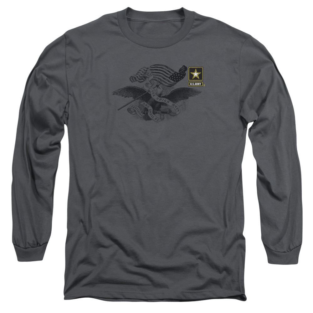 Army Left Chest Mens Long Sleeve Shirt Charcoal