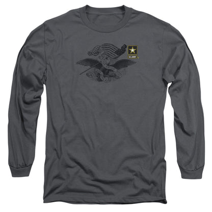 Army Left Chest Mens Long Sleeve Shirt Charcoal