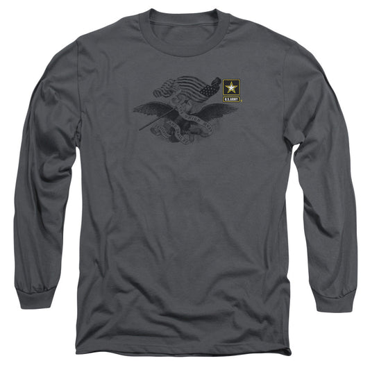 Army Left Chest Mens Long Sleeve Shirt Charcoal