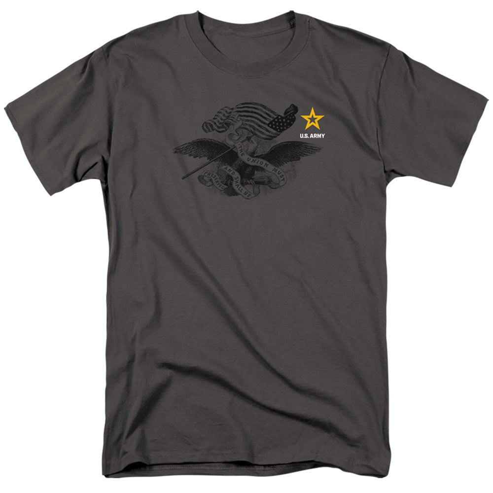 Army Left Chest Mens T Shirt Charcoal