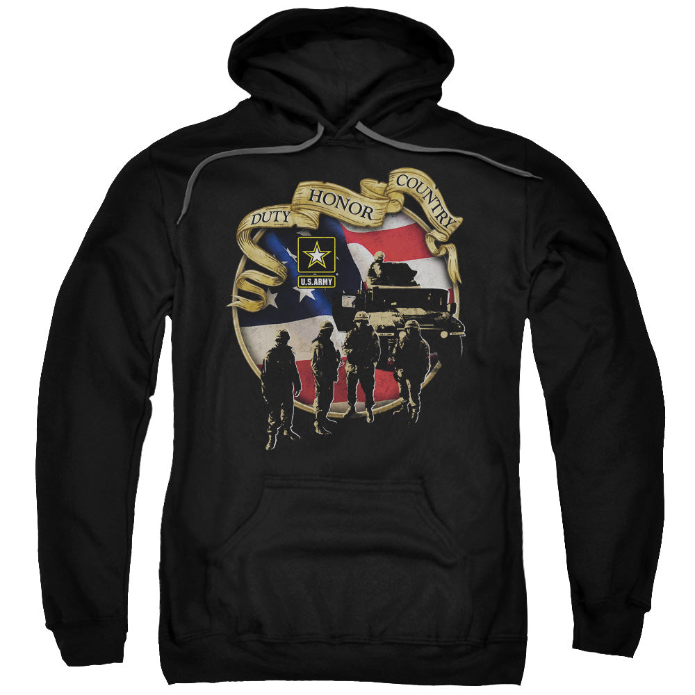 Army Duty Honor Country Mens Hoodie Black